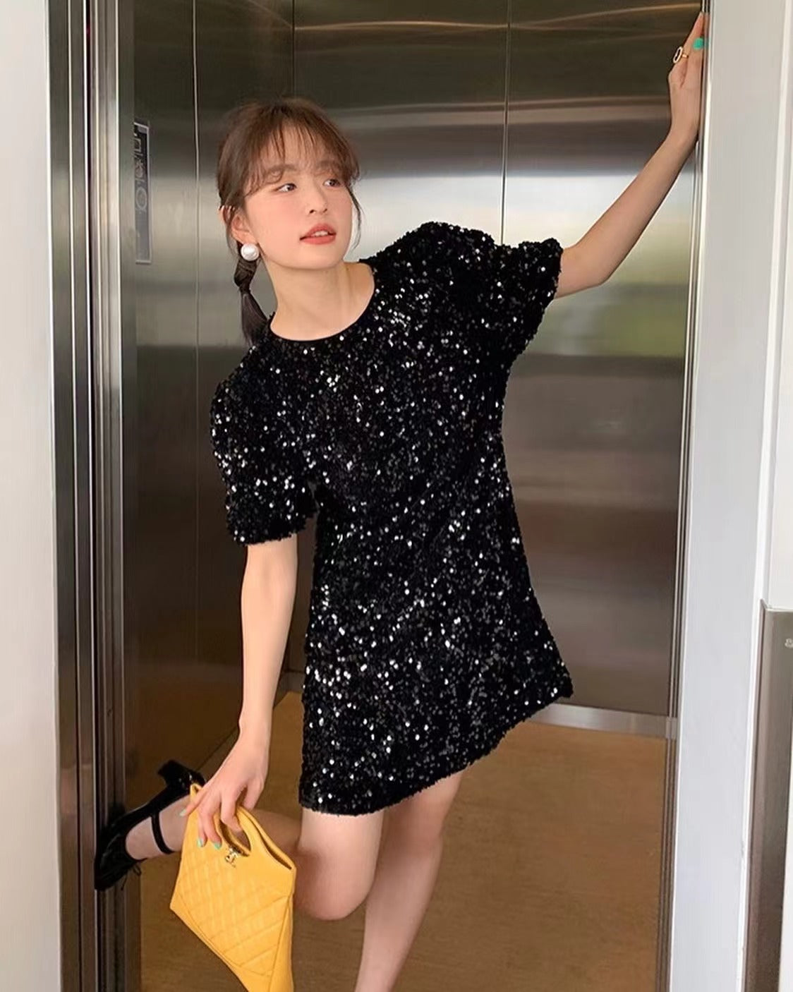 亮片露背連身裙