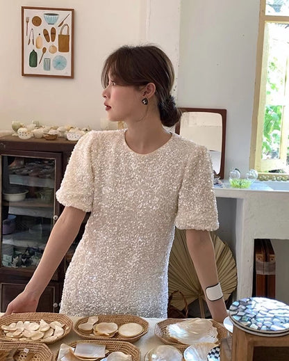 亮片露背連身裙