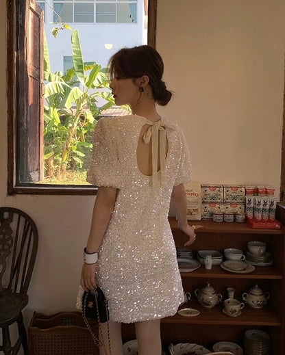 亮片露背連身裙