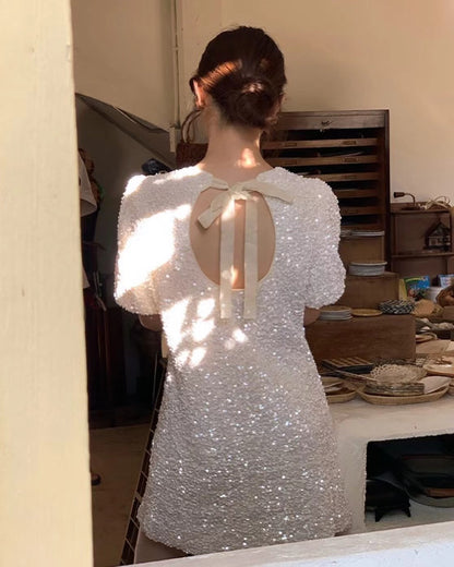 亮片露背連身裙