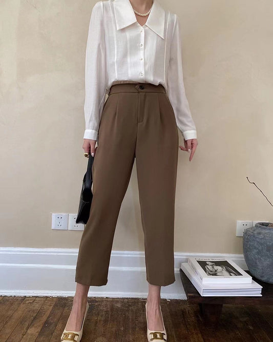 High-waisted cropped trousers