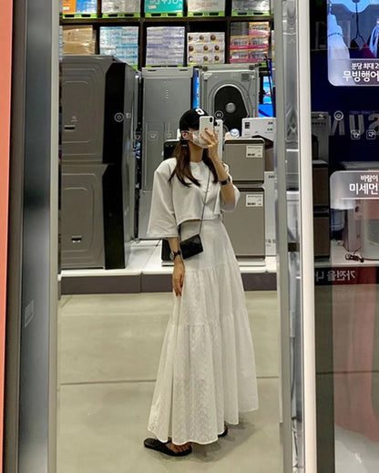 蕾絲鏤空半身裙