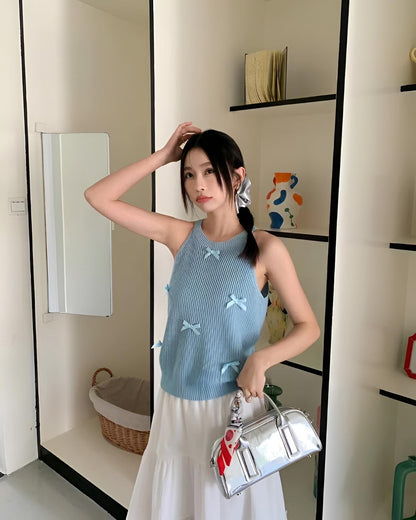 Halter Neck Bow Tie Vest