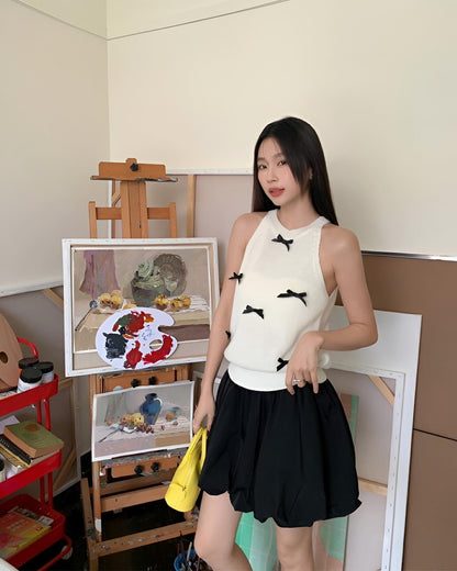 Halter Neck Bow Tie Vest