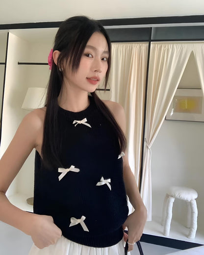 Halter Neck Bow Tie Vest