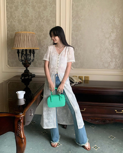 French Embroidered Long Dress