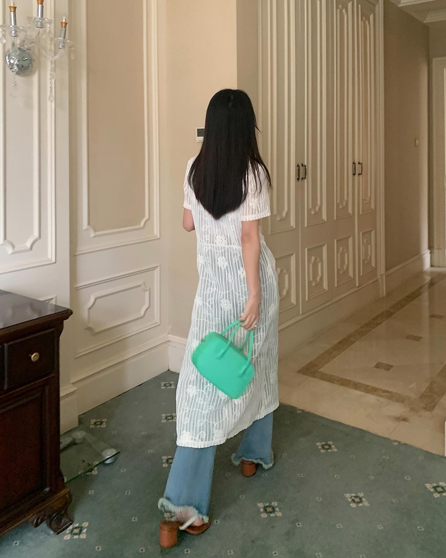 French Embroidered Long Dress