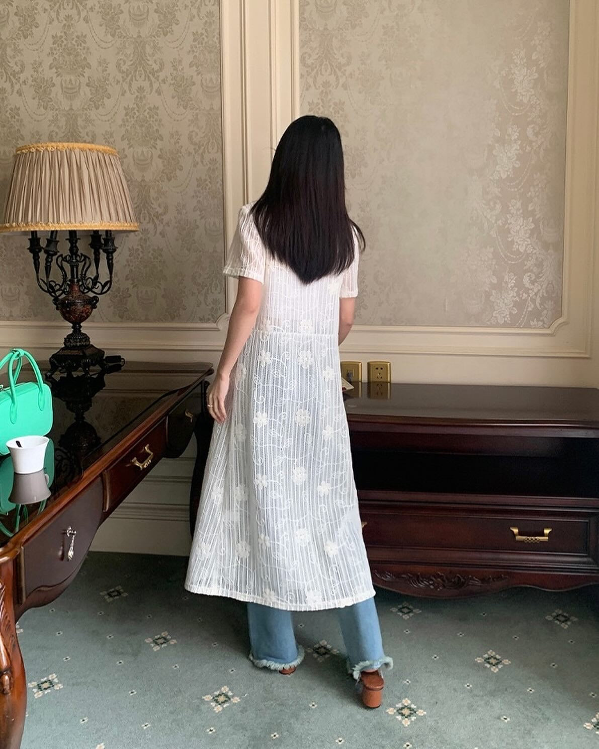 French Embroidered Long Dress