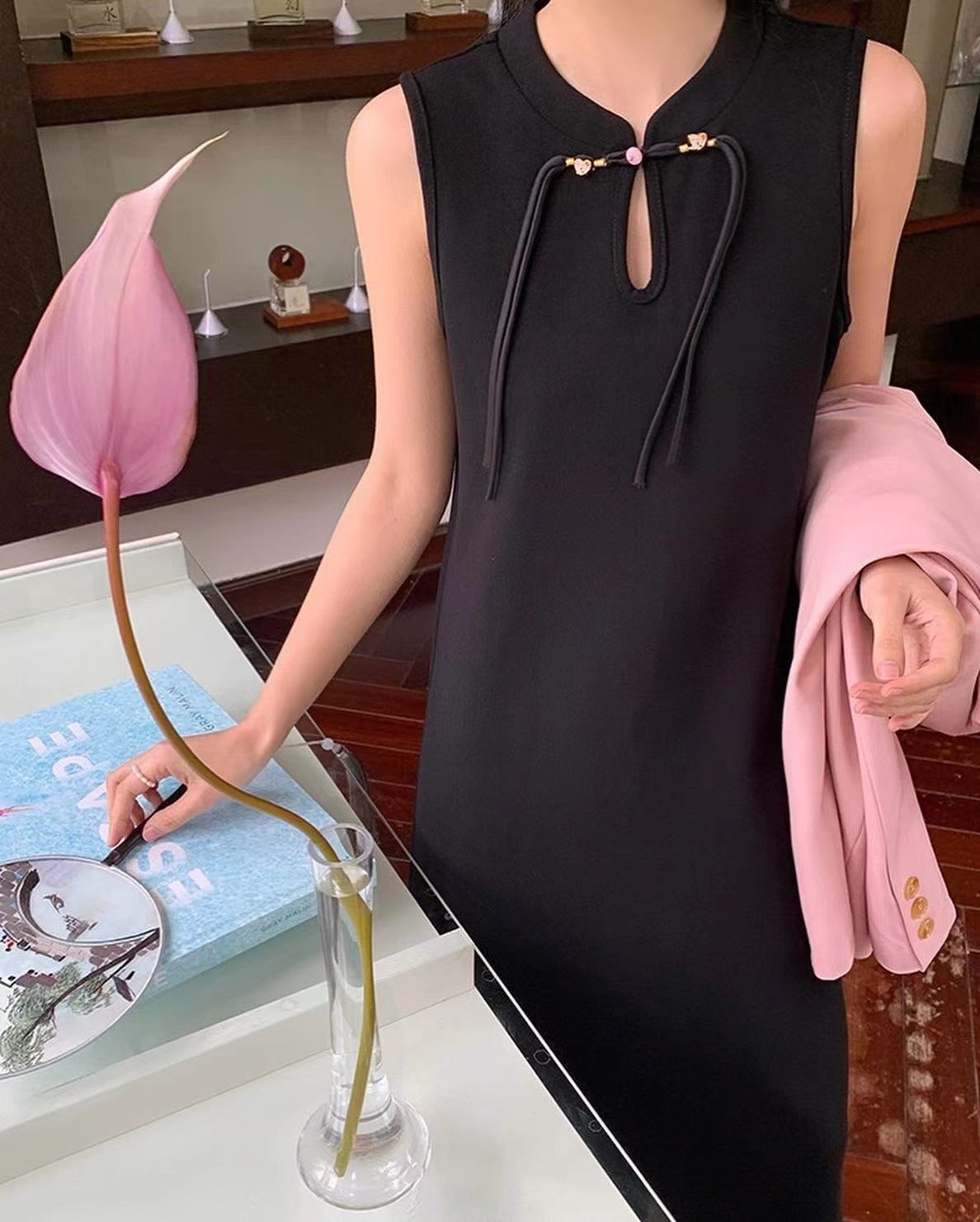 Chinese Knot Button Tassel Vest Dress
