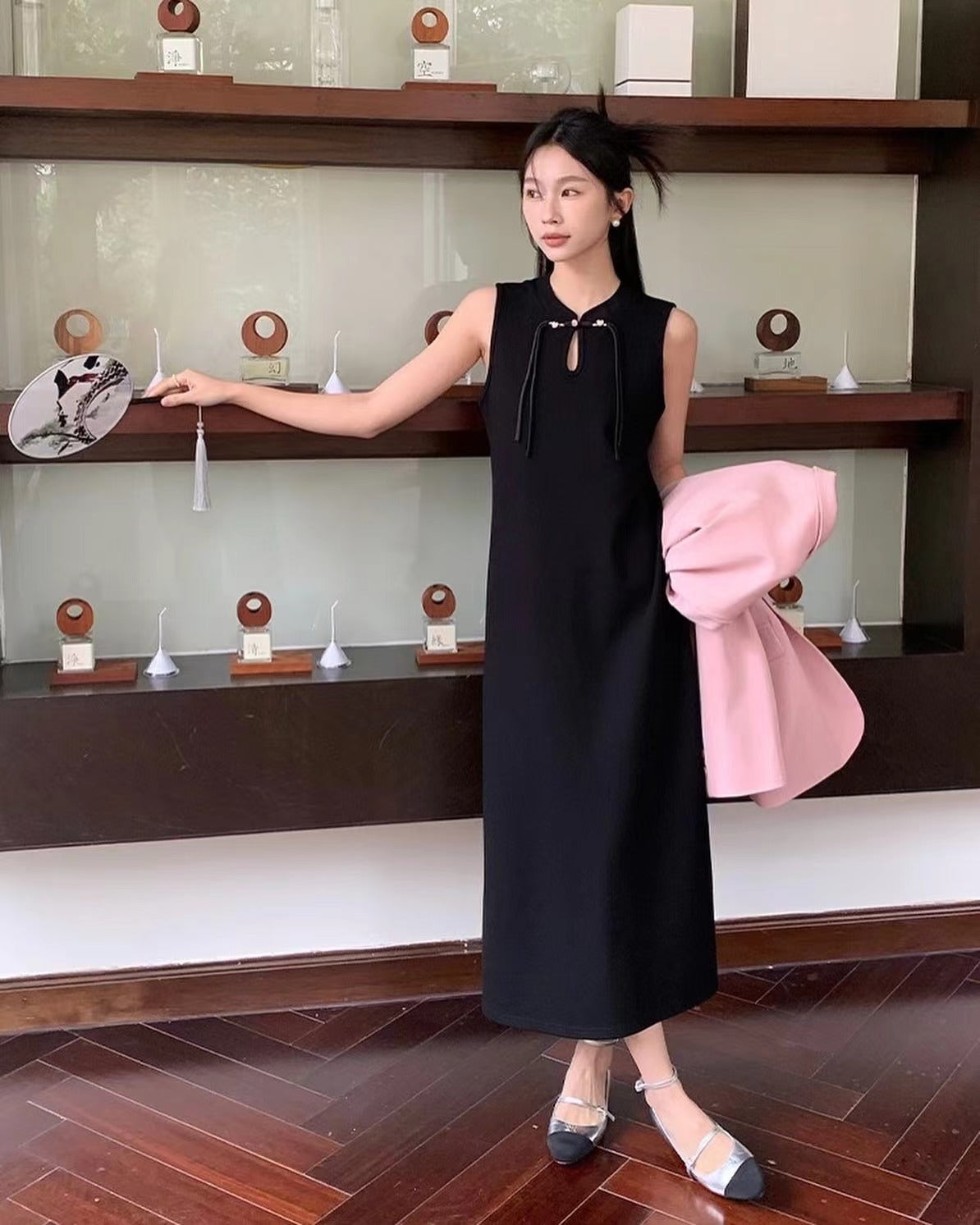 Chinese Knot Button Tassel Vest Dress