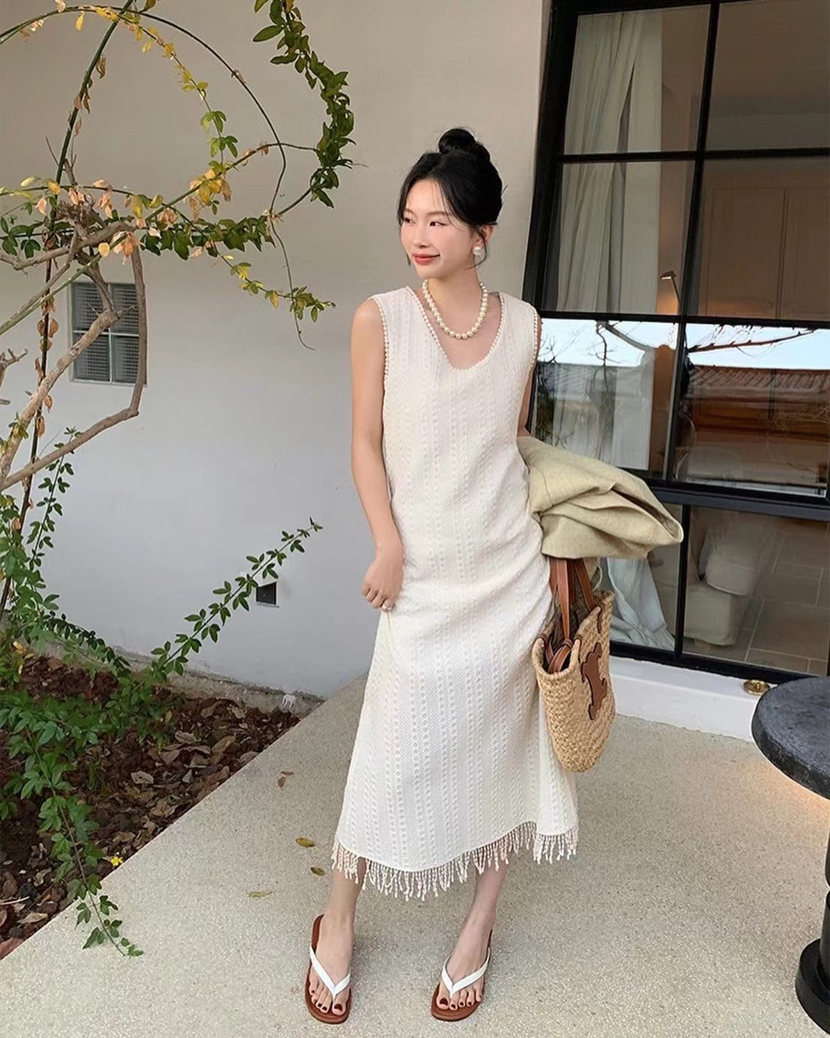 Lace Fringe Trim Dress