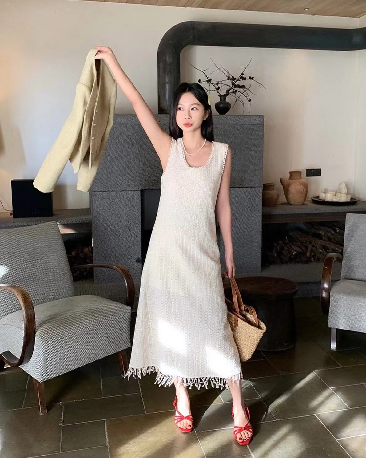 Lace Fringe Trim Dress