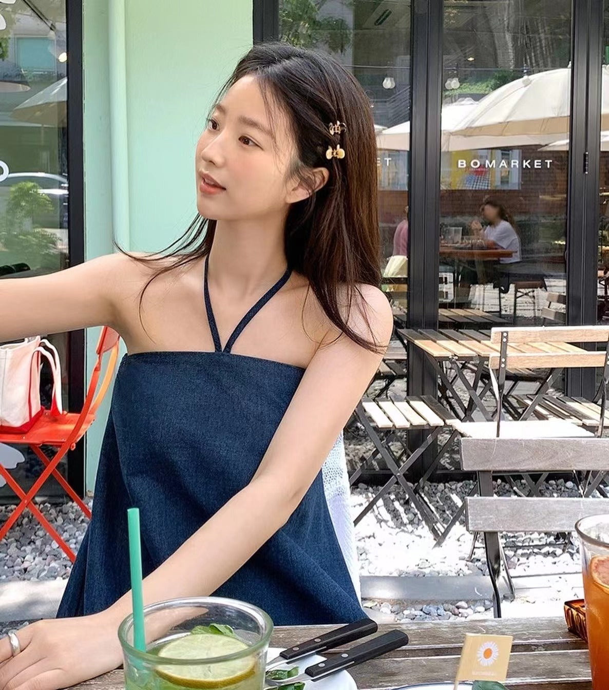 Halter Neck Denim Dress