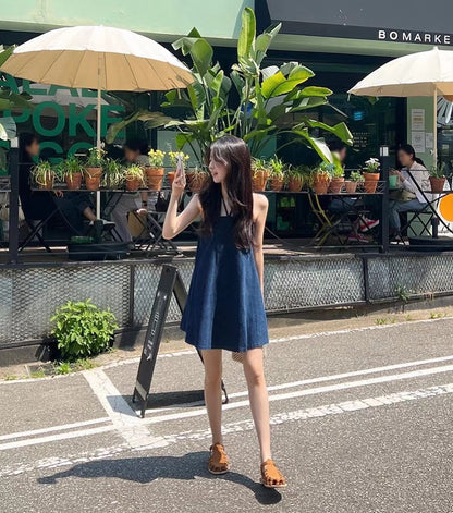 Halter Neck Denim Dress