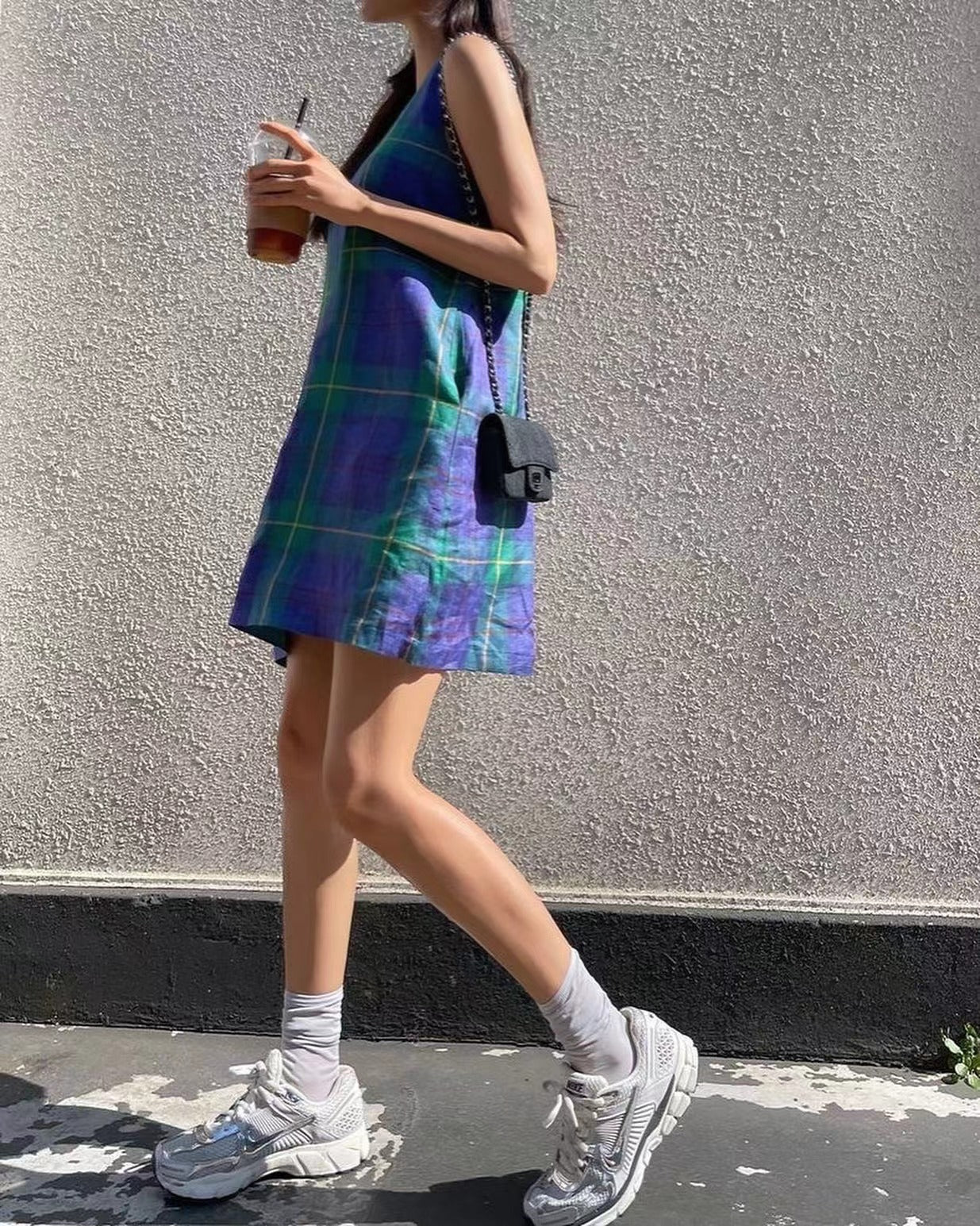 チェック柄ノースリーブワンピース