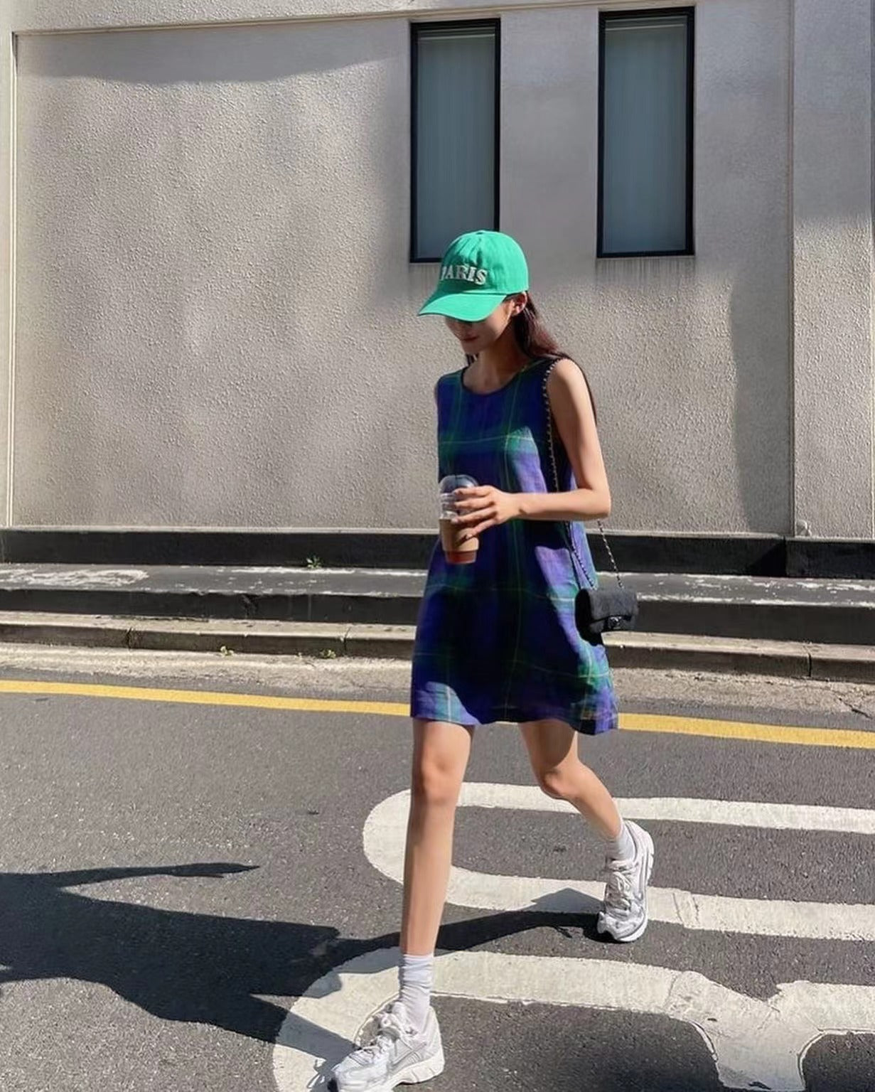 チェック柄ノースリーブワンピース