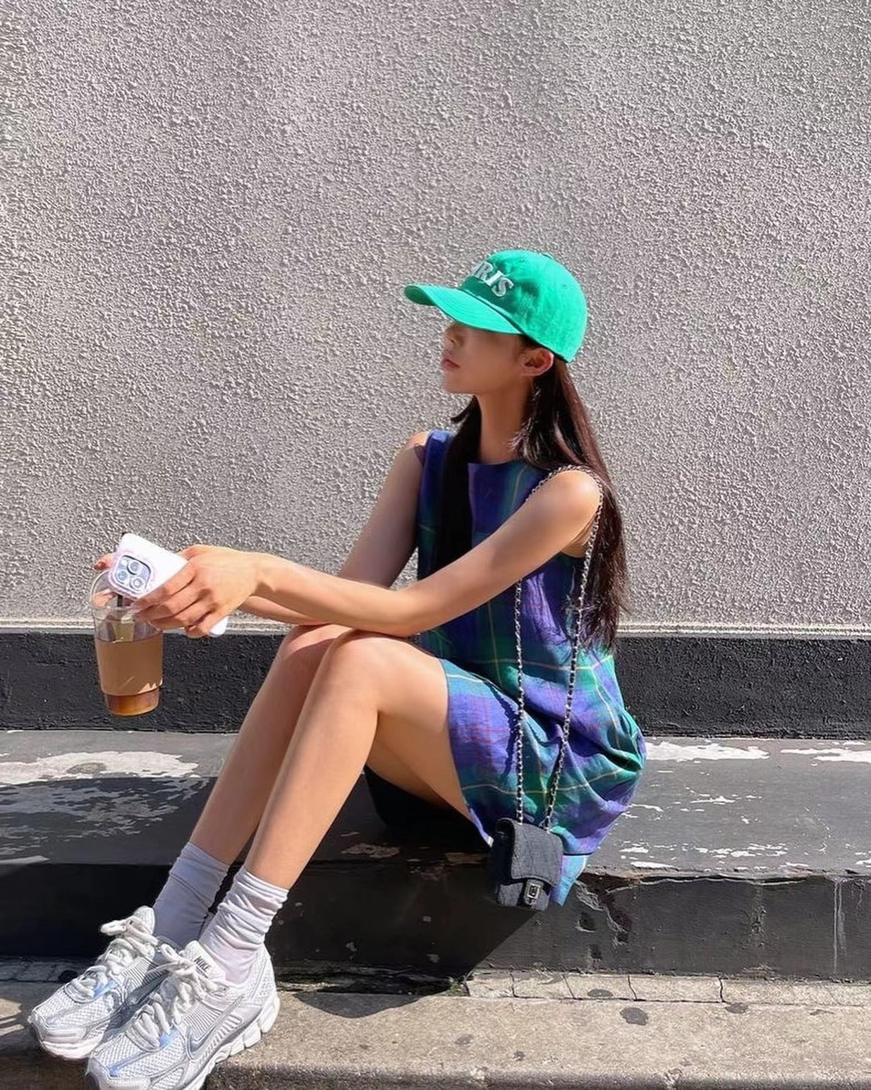 チェック柄ノースリーブワンピース