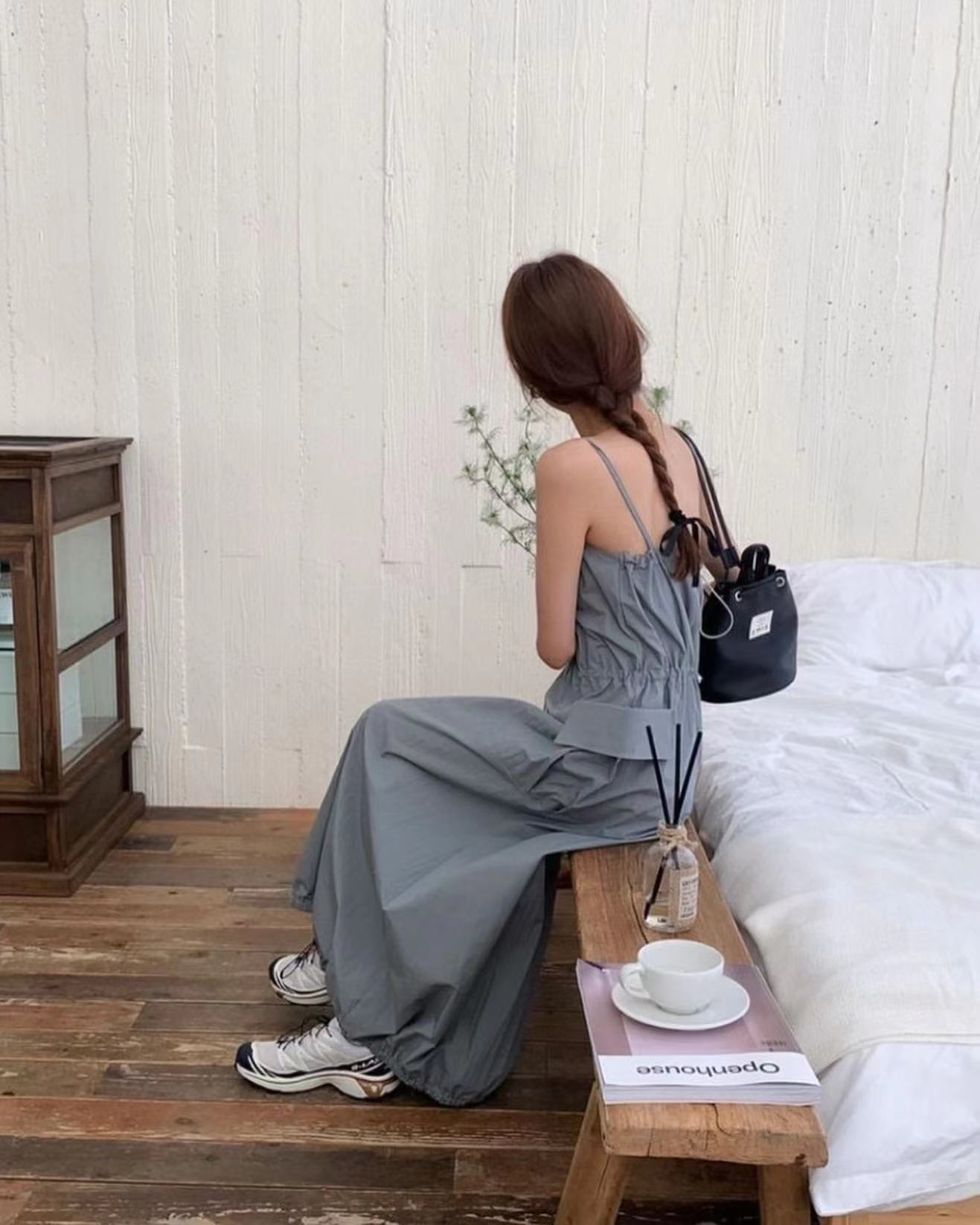 サスペンダーオーバーオールワンピース