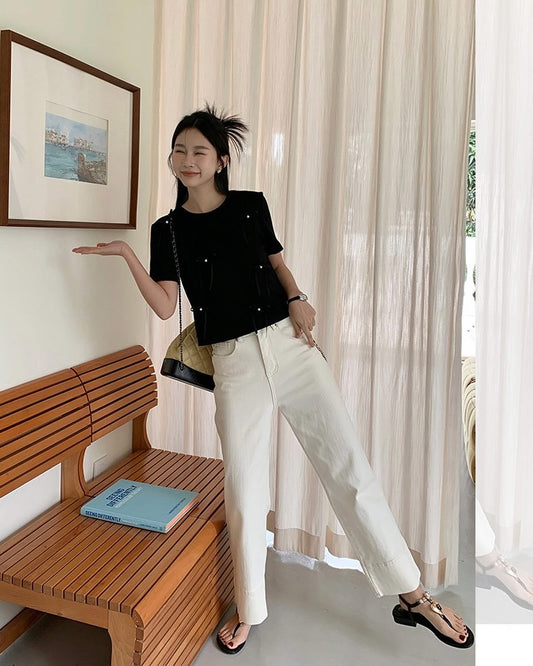 Straight-leg wide trousers