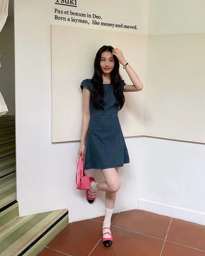 Backless Denim Dress