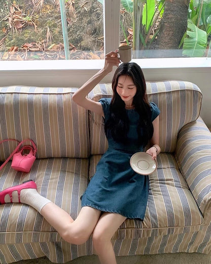 Backless Denim Dress