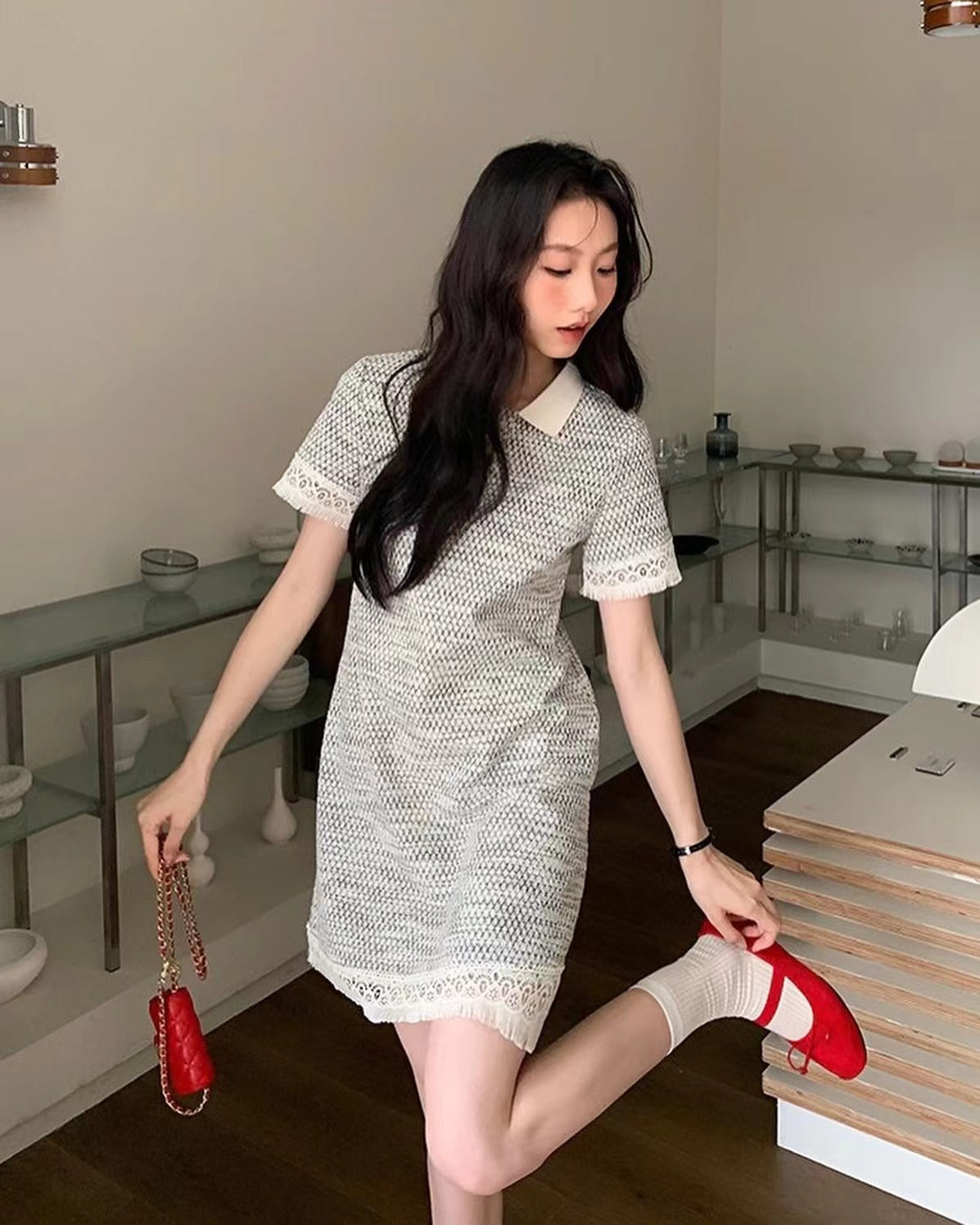 レーストリムポロワンピース