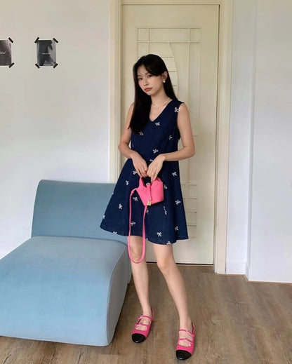 蝴蝶結牛仔連身裙