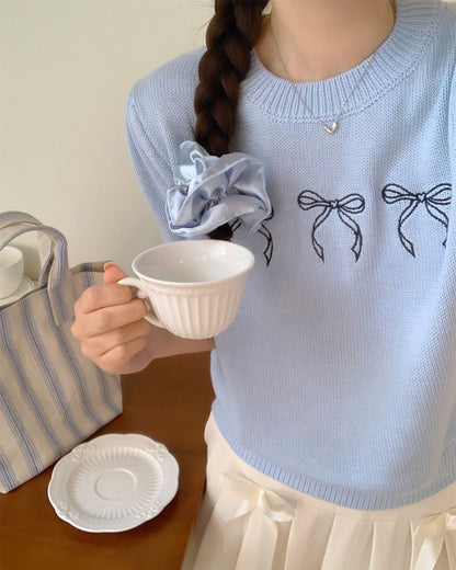 Bow-Knot Knit Top + Bow-Knot Pleated Skirt