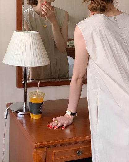 壓褶背心連身裙