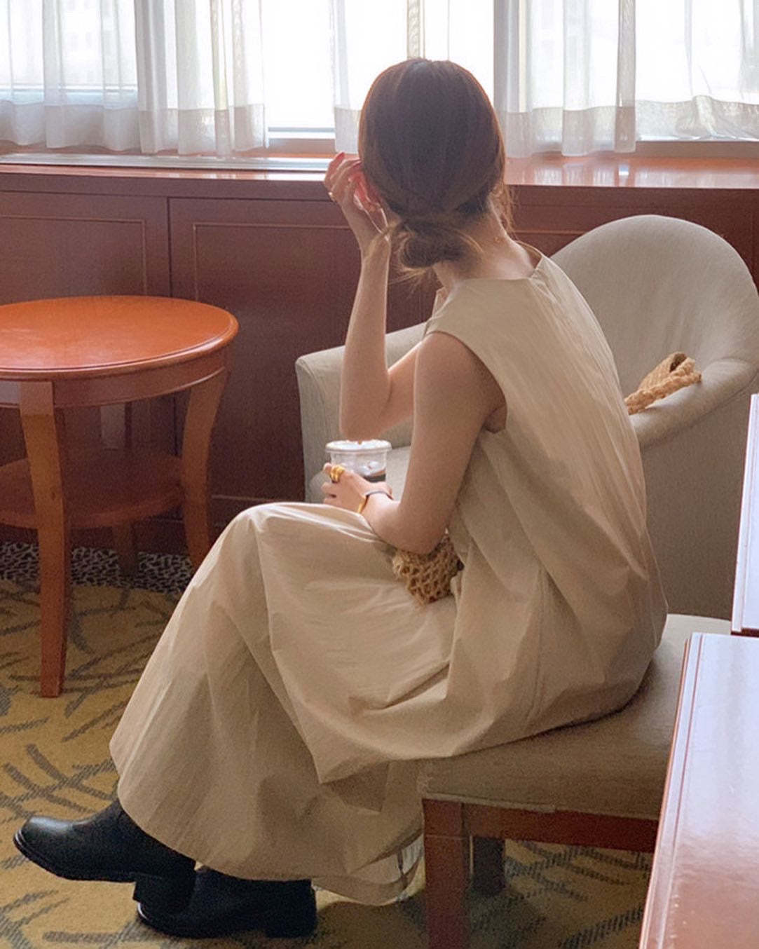 壓褶背心連身裙