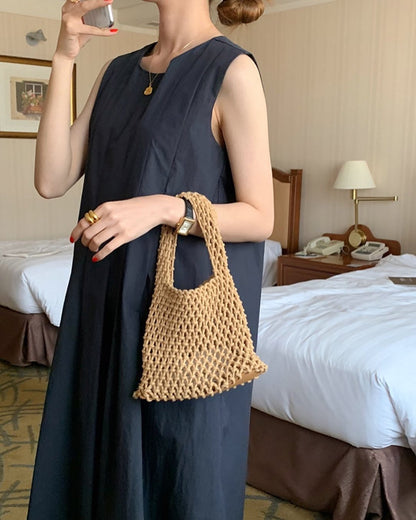 壓褶背心連身裙