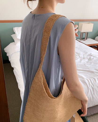 壓褶背心連身裙