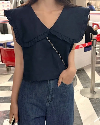 Peter Pan Collar Sleeveless Top