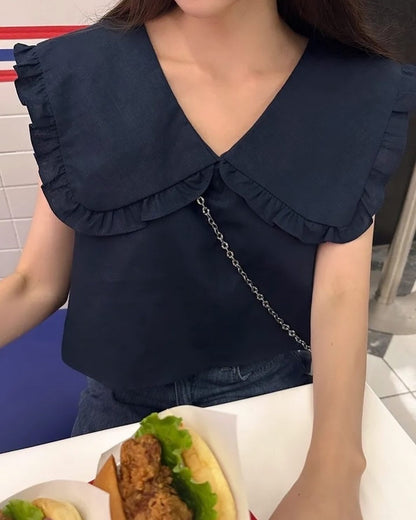 Peter Pan Collar Sleeveless Top