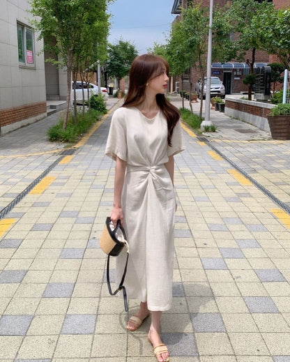 Round Neck Knotted Dress