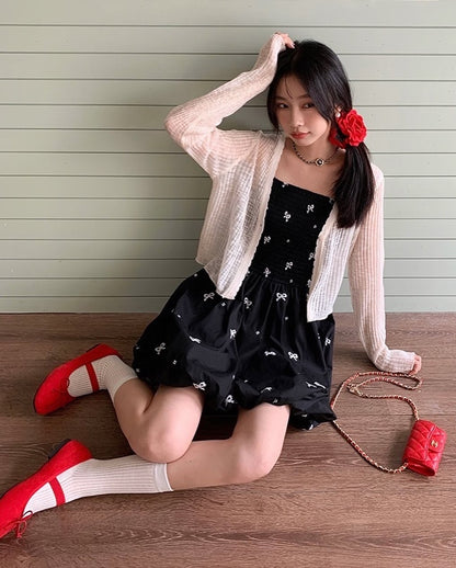 リボンストラップバブルドレス