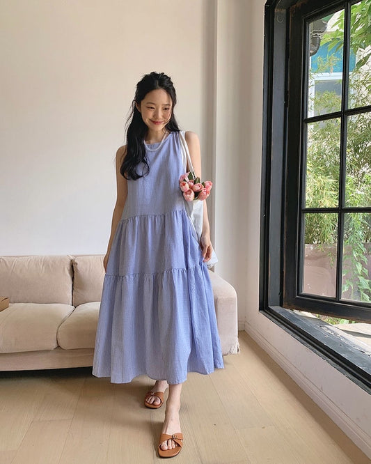 拼接皺摺背心裙