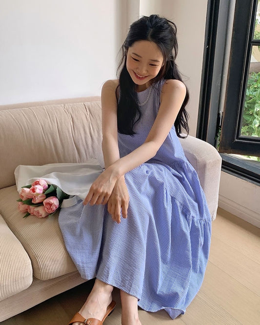 拼接皺摺背心裙