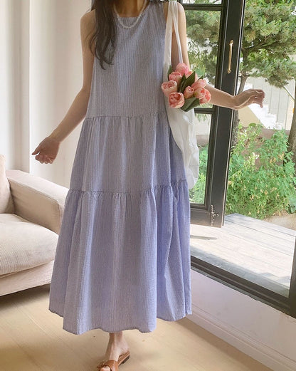 拼接皺摺背心裙