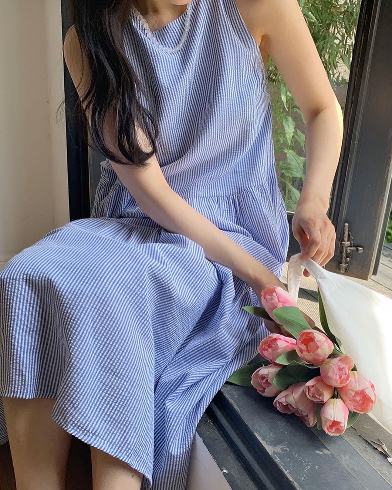 拼接皺摺背心裙