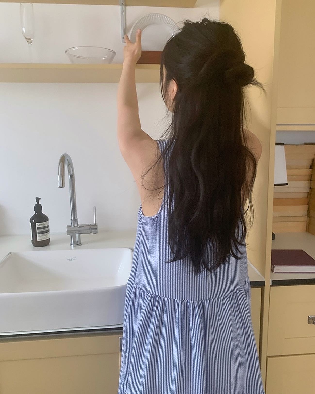 拼接皺摺背心裙