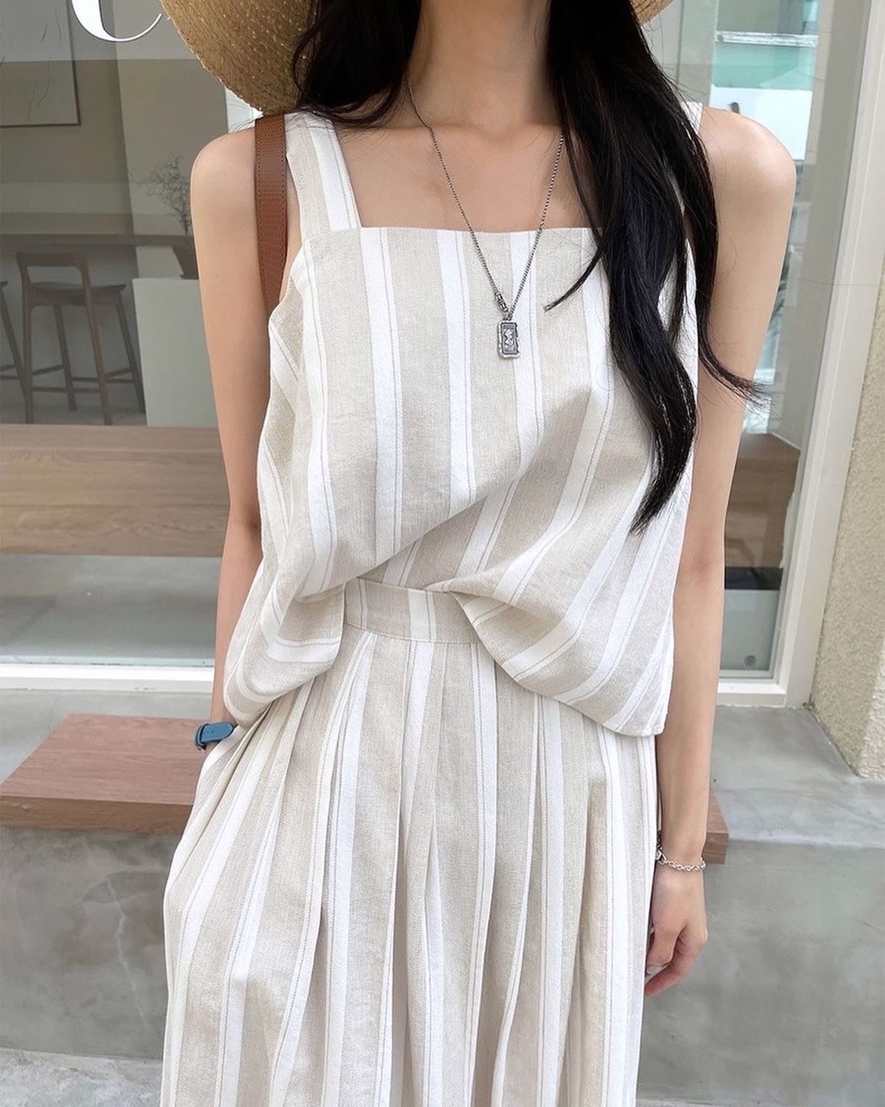 Striped Tank Top + Skirt Set