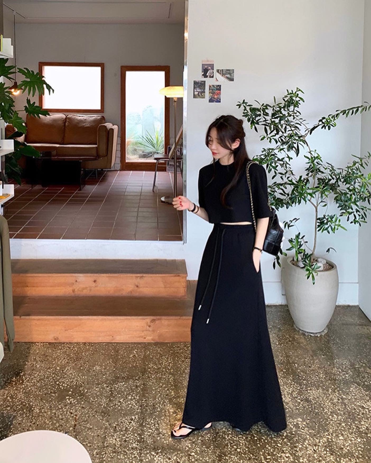 Short Sleeve T-Shirt + Lace-Up Skirt Set