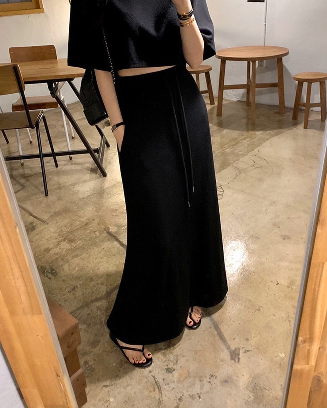 Short Sleeve T-Shirt + Lace-Up Skirt Set