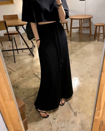 Short Sleeve T-Shirt + Lace-Up Skirt Set