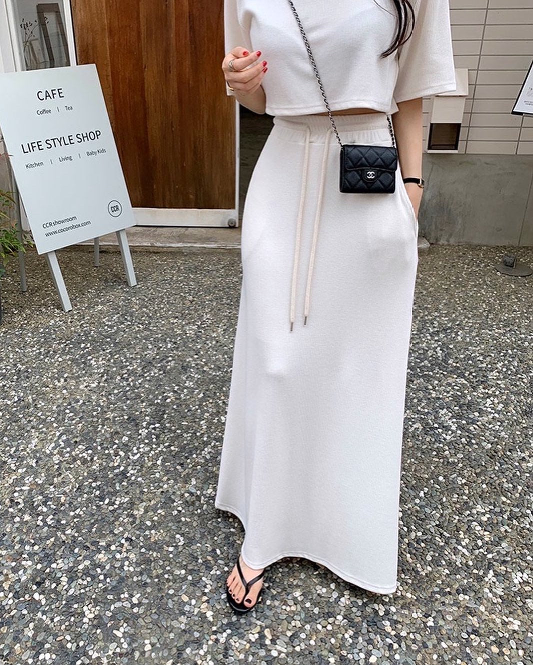 Short Sleeve T-Shirt + Lace-Up Skirt Set