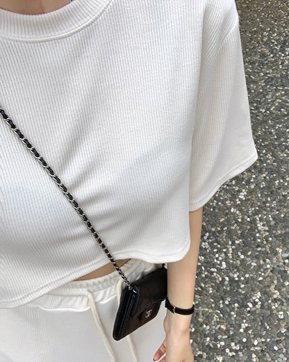 Short Sleeve T-Shirt + Lace-Up Skirt Set