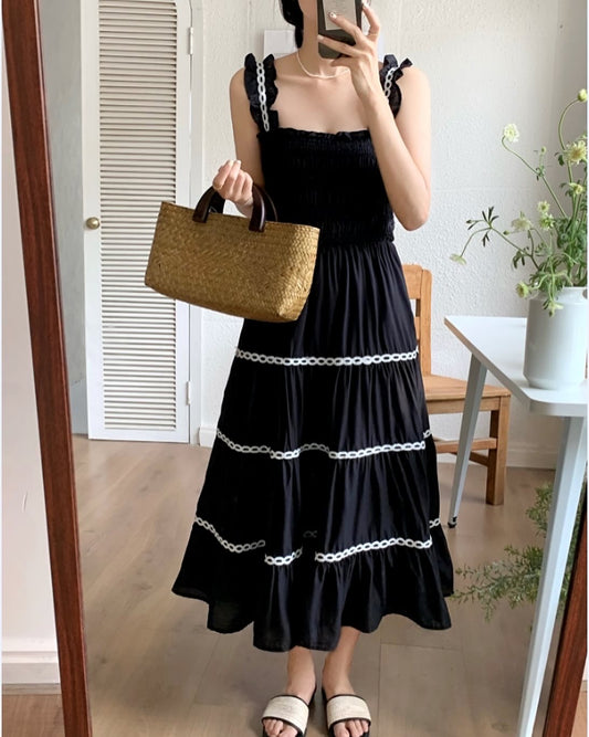 法式復古花邊連身裙