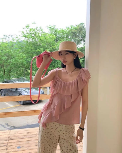 Irregular Ruffle Blouse