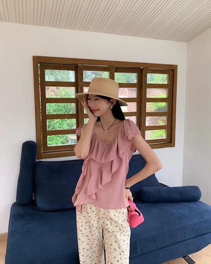 Irregular Ruffle Blouse
